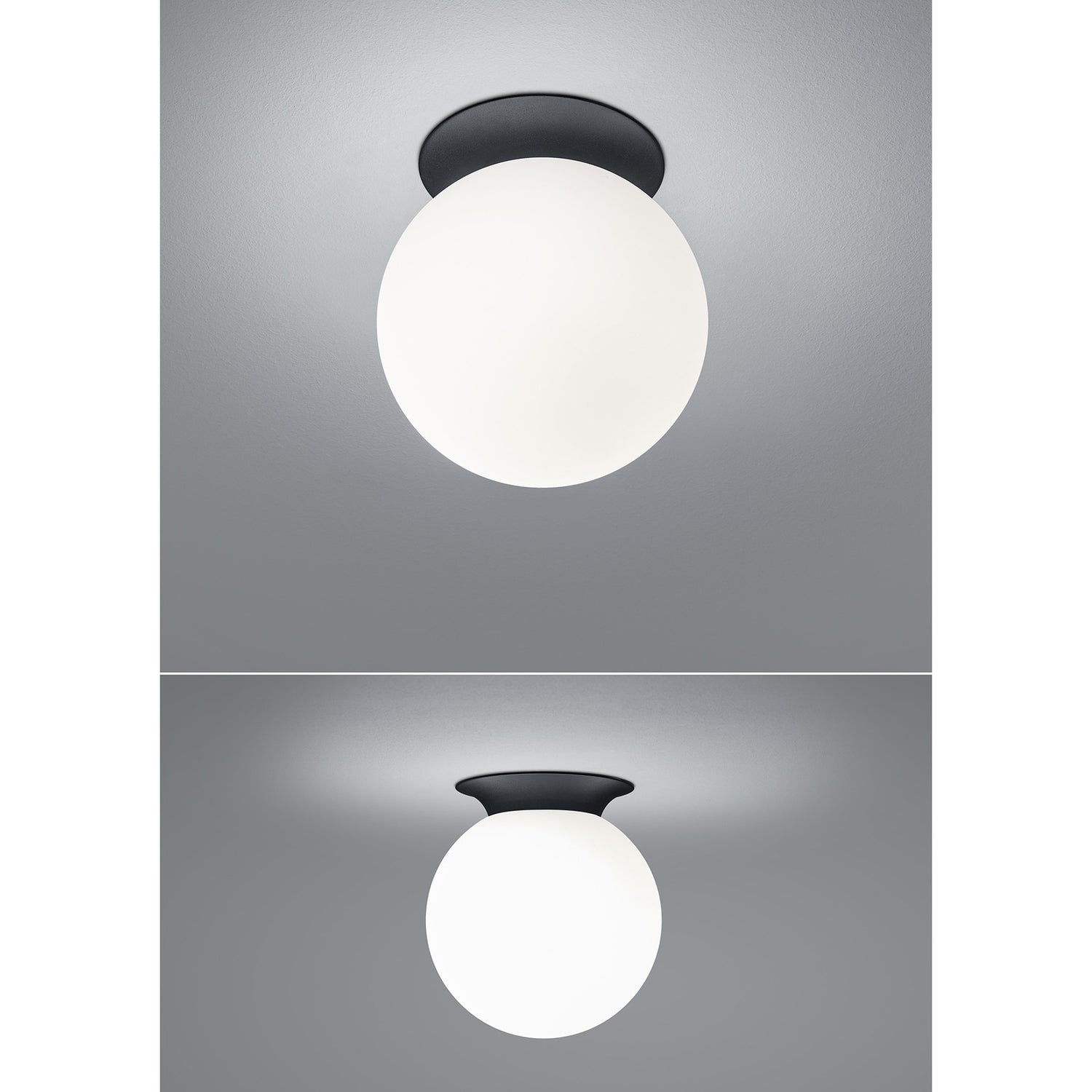 B-Ware Hell Deckenleuchte Lampe Blob Kugelschirm Opalglas Schwarz ø 20 Cm E27 - 4045542230375