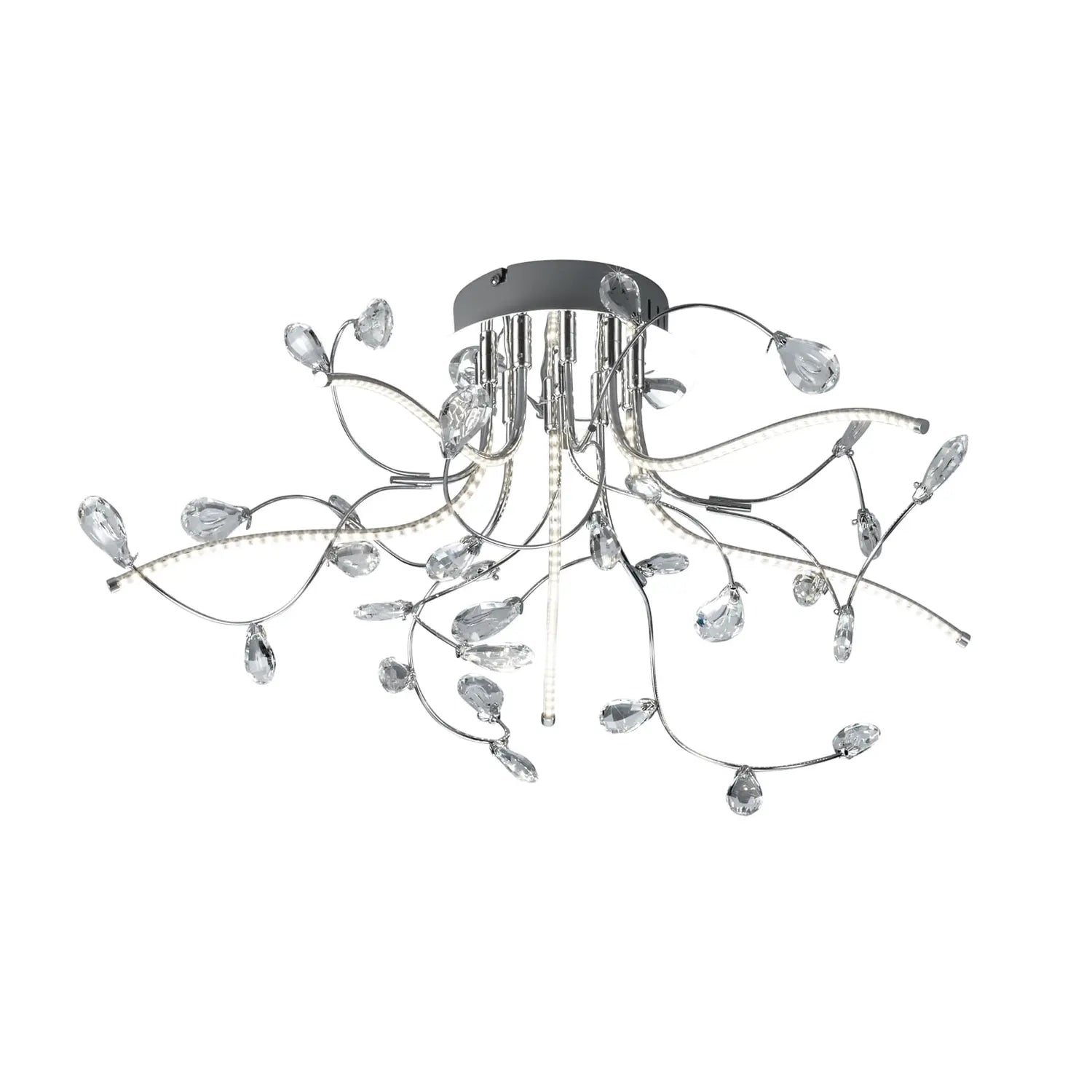 B-Ware Hell Deckenleuchte Lampe Crystal Led Deckenlampe Kristall Chrom 54 Cm Warmweiß - 4045542205779