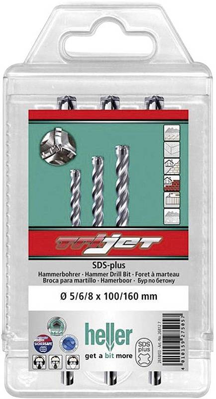 B-Ware Heller Tri Jet 26812 7 Hartmetall Hammerbohrer Set 3tlg. Sds Plus 1 Set - 4010159268127