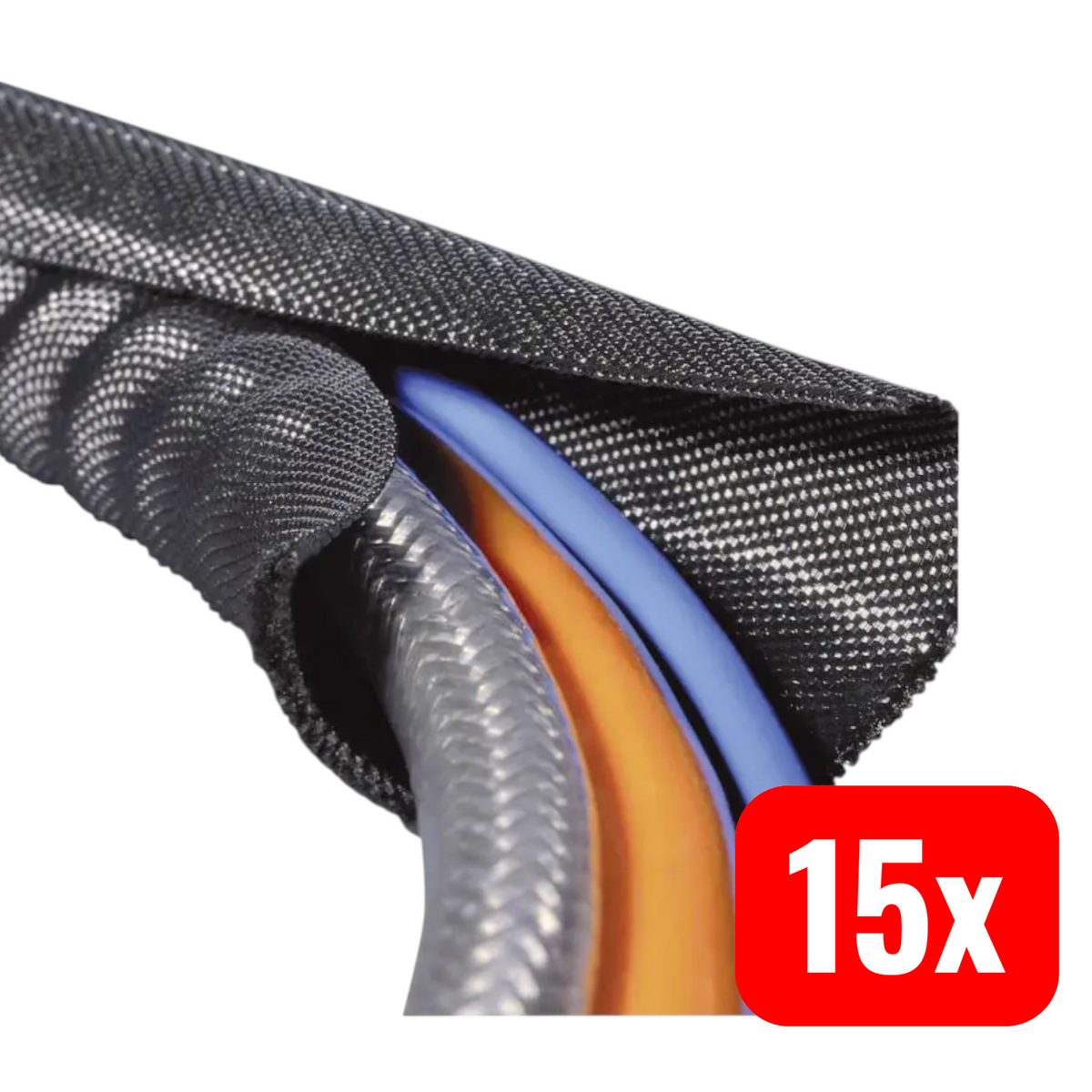 HellermannTyton Helagaine Geflechtschlauch Kabelschutz Twist-In 1 m 15 STÜCK - 4031026404295
