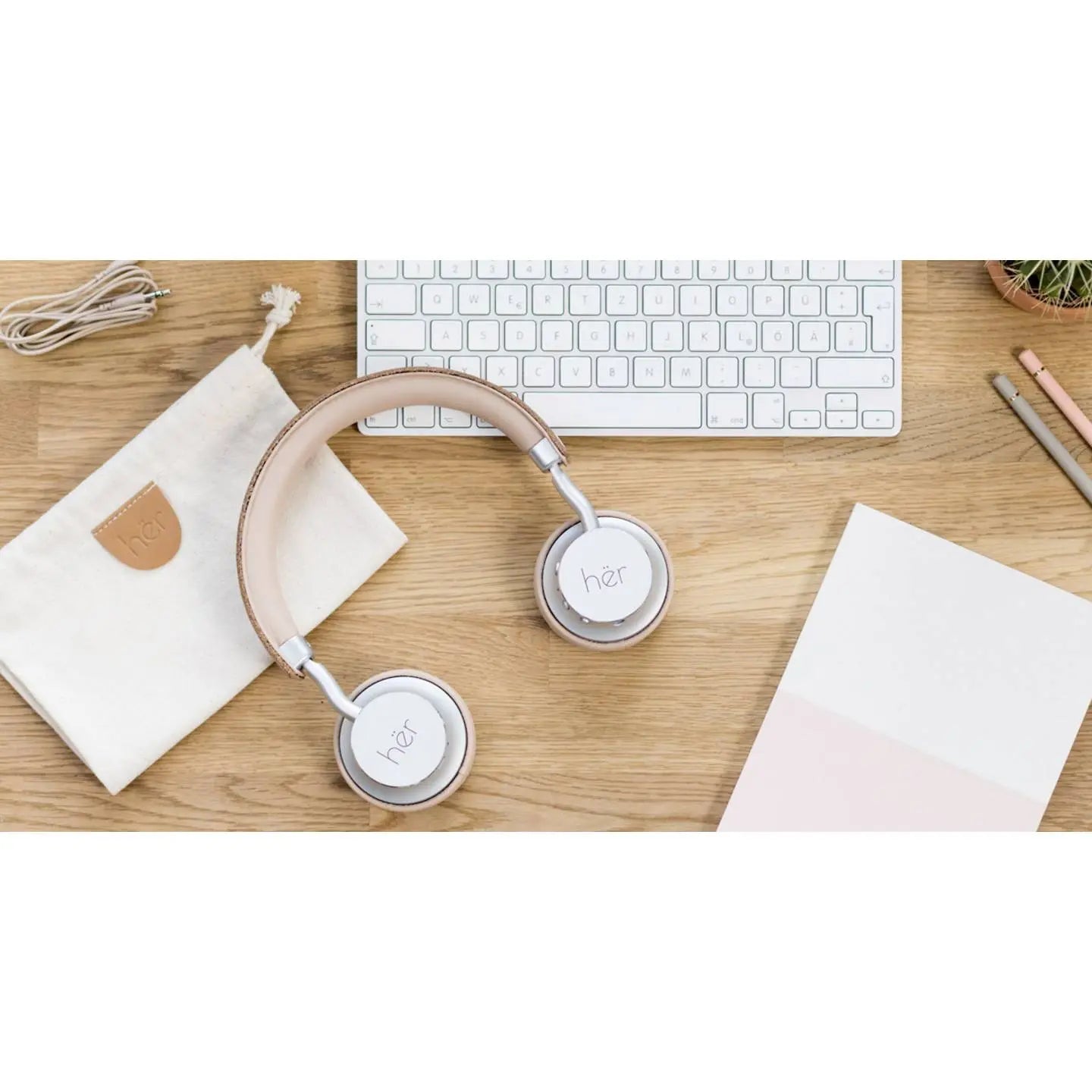 B-Ware Her On Ear Headset Kopfhörer Bluetooth 3,5 Mm Kabel Beige Lautstärkeregelung Usb - 4260416830646