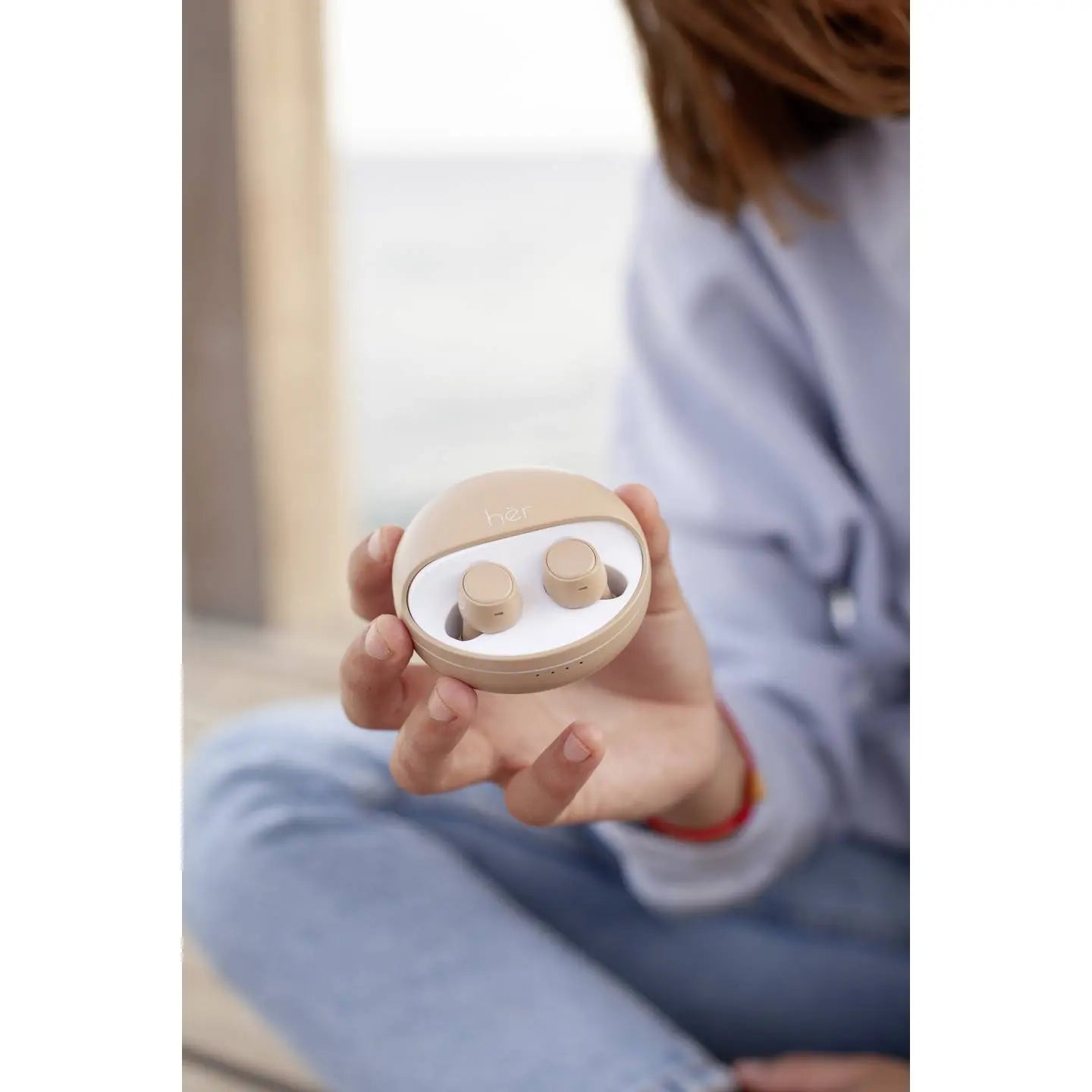 B-Ware Hër In Ear Headset Kopfhörer Bluetooth Ohrhörer Mikrofon Beige Ladecase Hx 12607 - 4260416830776