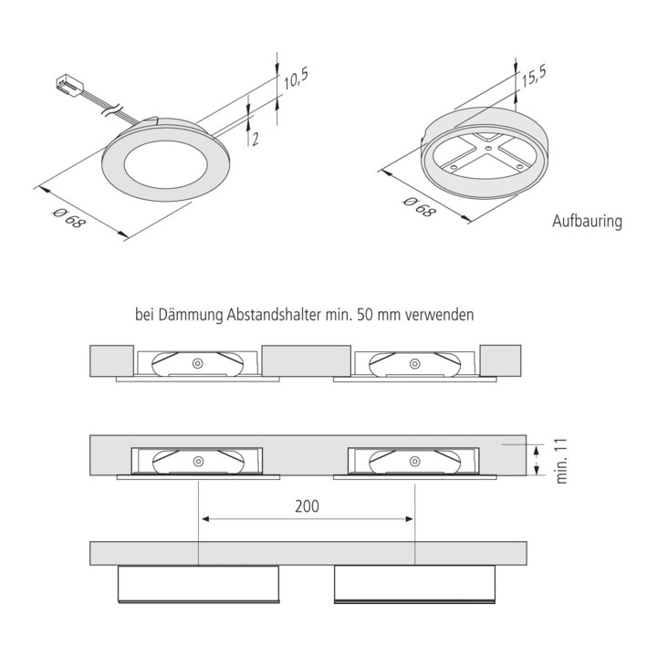 B-Ware Hera Led Einbauleuchte Set Strahler Warmweiß Kunststoff 3er Edelstahl 3 W 24 V - 4051268129602