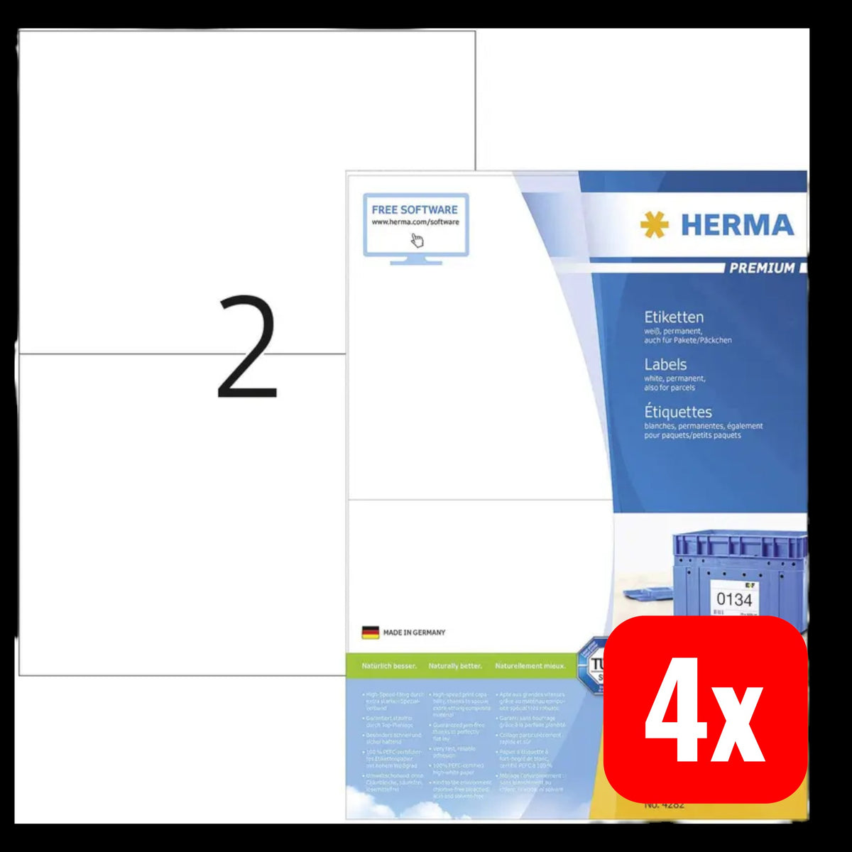 Herma 4282 Universal-Etiketten Aufkleber Etiketten Weiß 210 x 148 mm 4 STÜCK - 4008705042826
