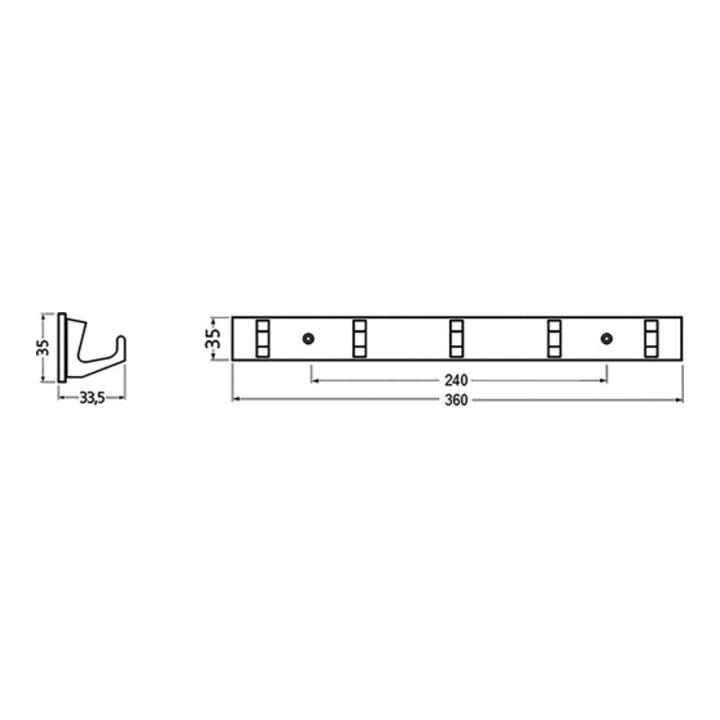 B-Ware Hermeta Handtuchhakenleiste Hakenleiste Handtuchhaken 5 Haken Silberfarben 360mm - 8714359018747