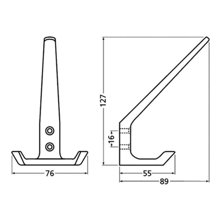 Hermeta Huthaken Kleiderhaken 0032 2 Hak.A.89mm Schwarz 7 Stück B-Ware - 8714359033672