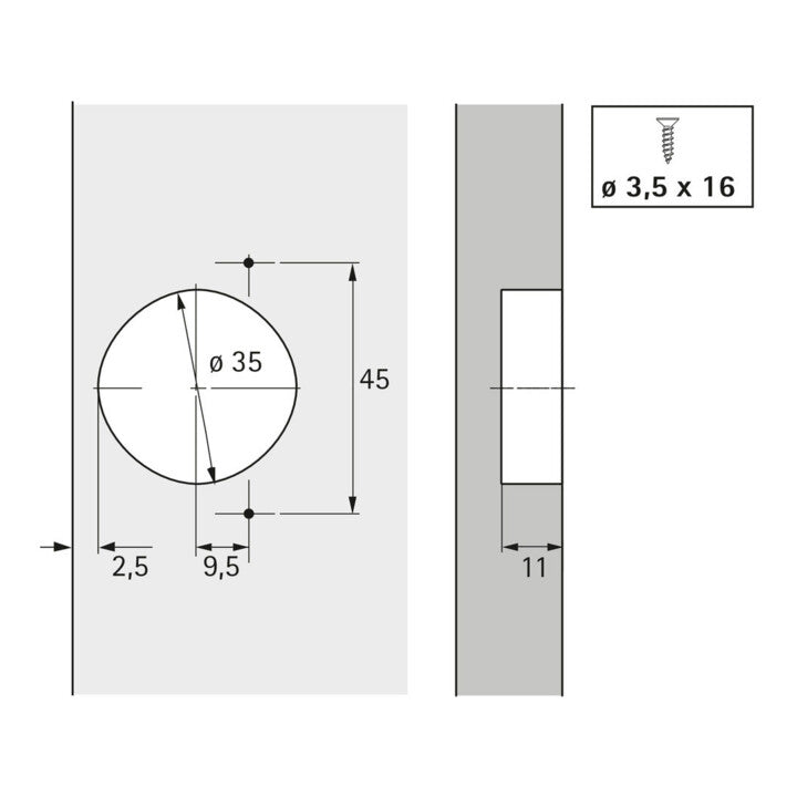 Hettich Scharnier Automatikscharnier Optimat Plus 4FM Stahl vernickelt 3 STÜCK - 4023149968310