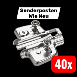 B-Ware Hettich Kreuzplatte Vernickelt Lochreihe 37x32mm Spezialschrauben 40 Stück