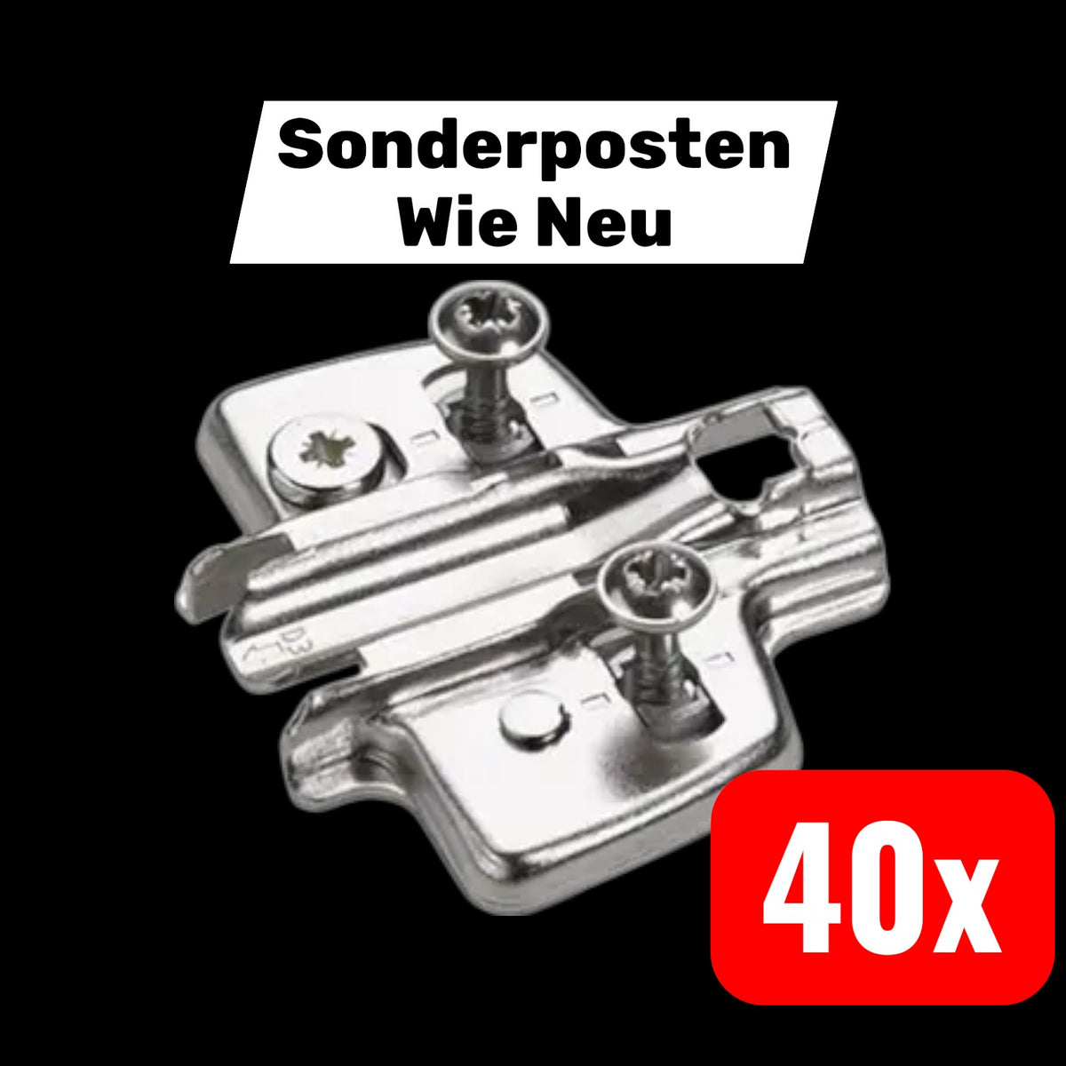 Hettich Kreuzplatte vernickelt Lochreihe 37x32mm Spezialschrauben 40 STÜCK - 4023149035210