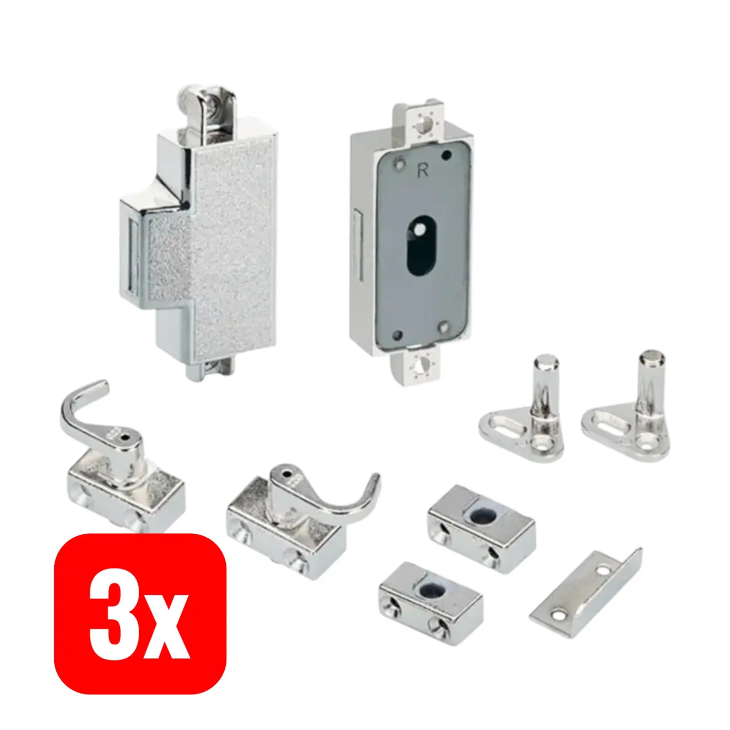 B-Ware Hettich Drehstangenschloss Möbelschloss Schloss Metall Vernickelt Ic 3 Stück - 4023149722134