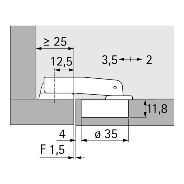 B-Ware Hettich Scharnier Topfscharnier Montageplatte 5737 W90 Th 42 Perfekt 10 Stück - 4023149696039
