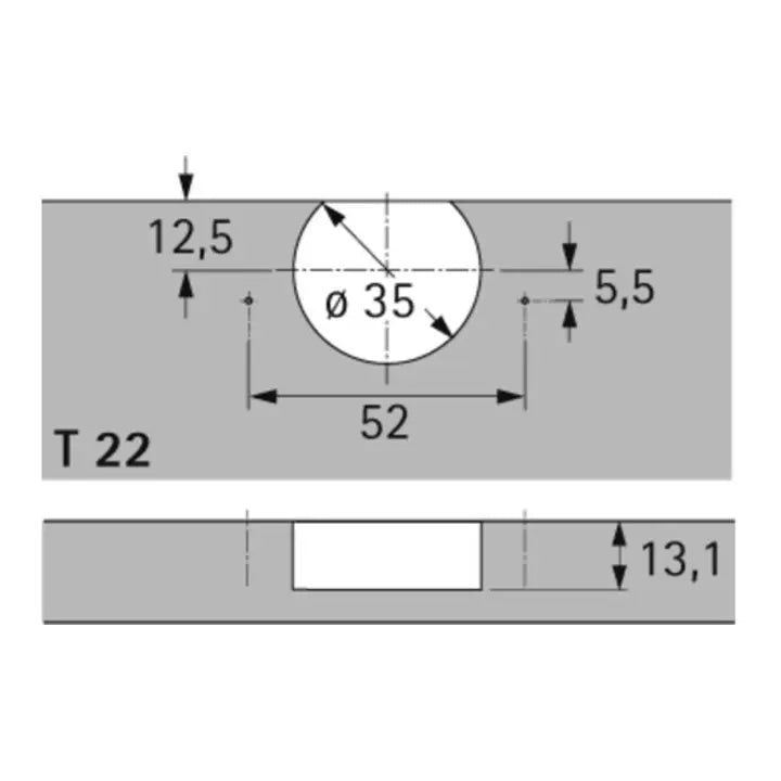 B-Ware Hettich Topfscharnier Scharnier Selekta Th 32 Zinkdruckguss Vernickelt 5 Stück - 4023149601668