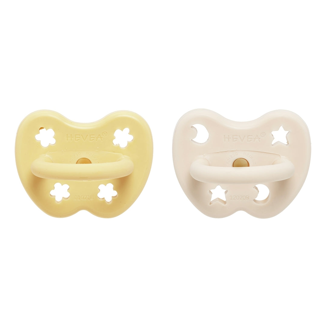 HEVEA 2 Pack Schnuller Set Baby Schnuller 3 M Stern Mond Pale Butter 7 SETS - 5710087432117
