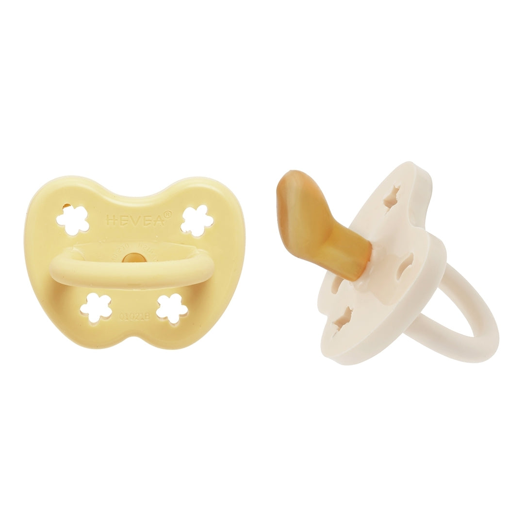 HEVEA 2 Pack Schnuller Set Baby Schnuller 3 M Stern Mond Pale Butter 7 SETS - 5710087432117