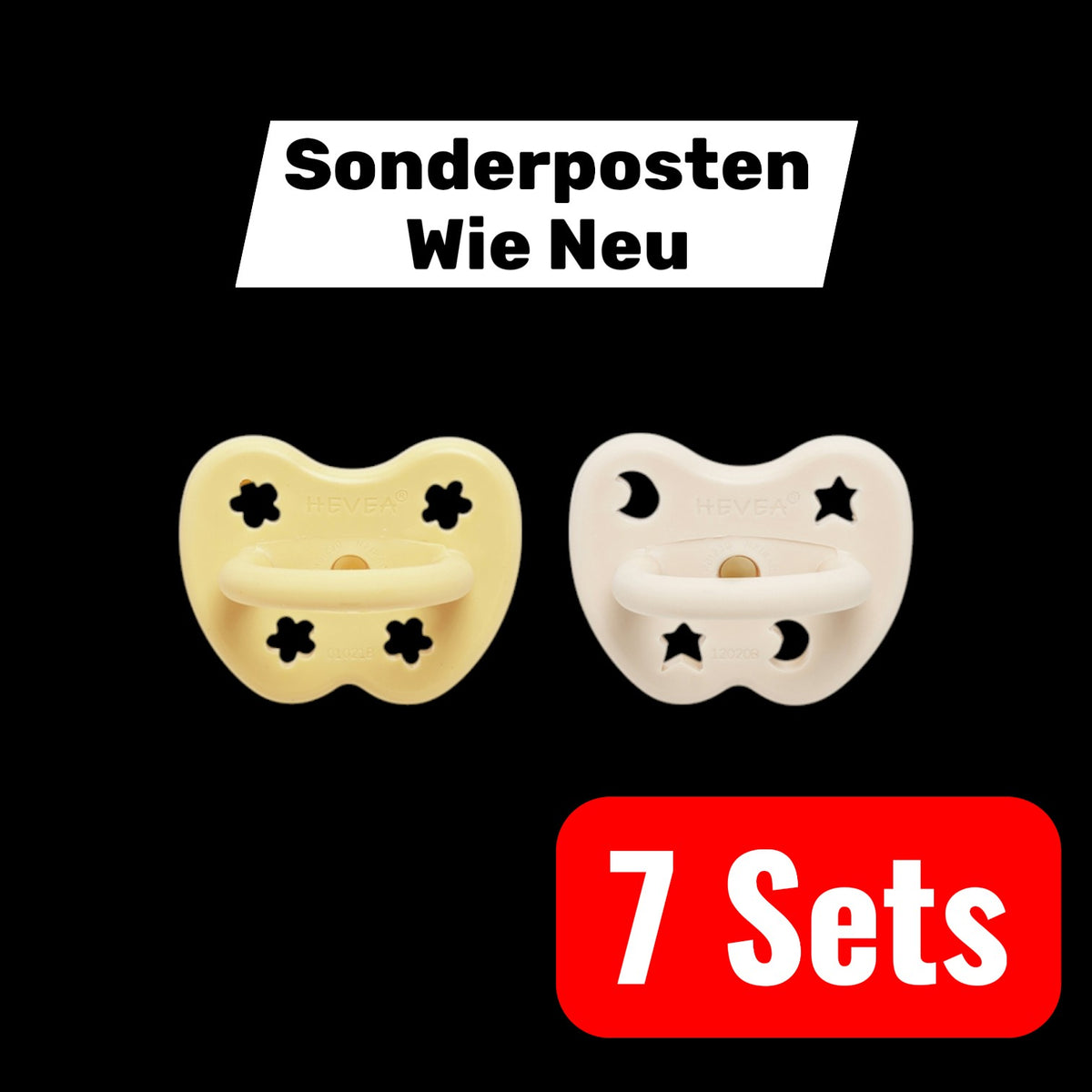 HEVEA 2 Pack Schnuller Set Baby Schnuller 3 M Stern Mond Pale Butter 7 SETS - 5710087432117