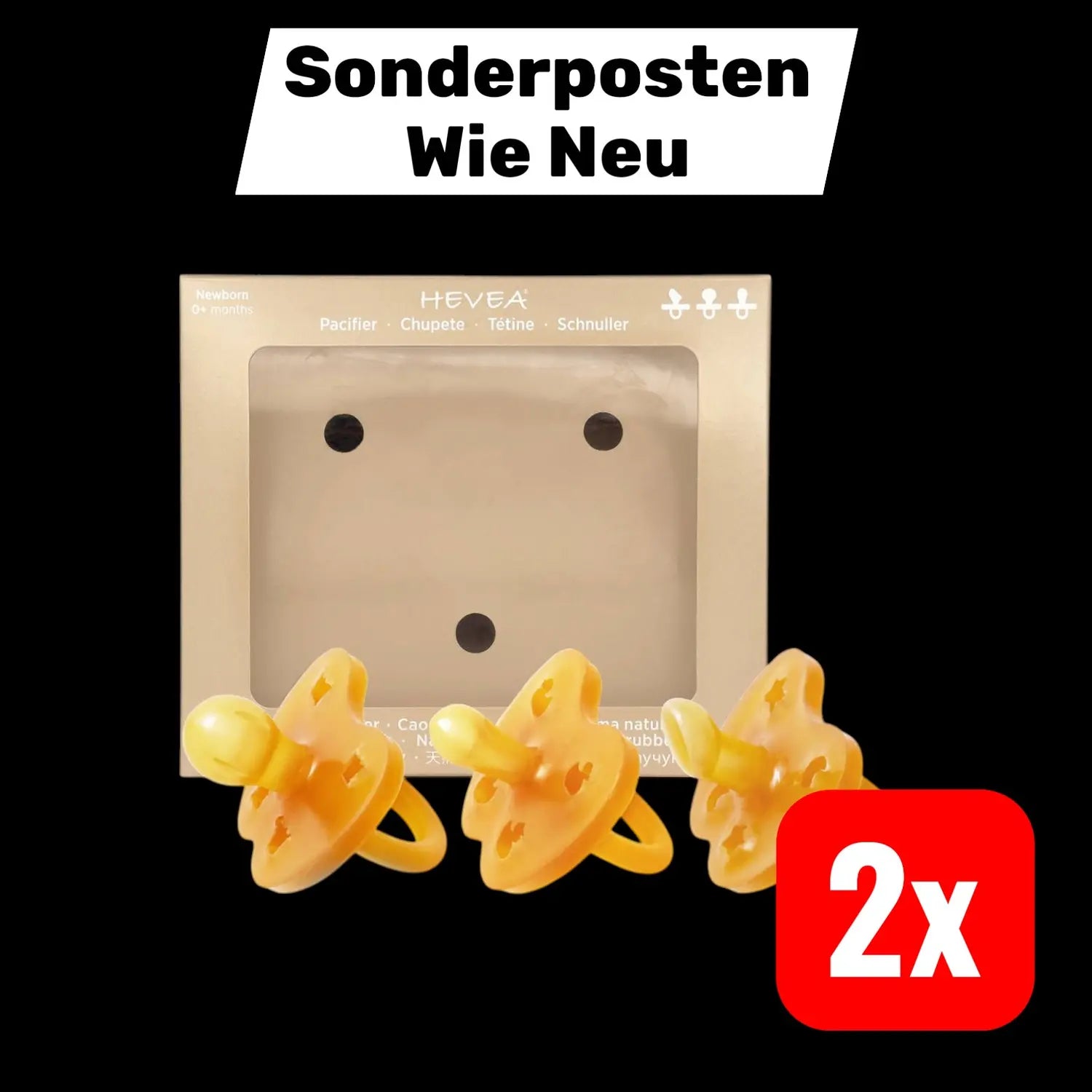 B-Ware Hevea 3er Pack Schnuller Naturkautschuk Classic Kiefergerecht Rund Ab 2 Sets - 5710087444516