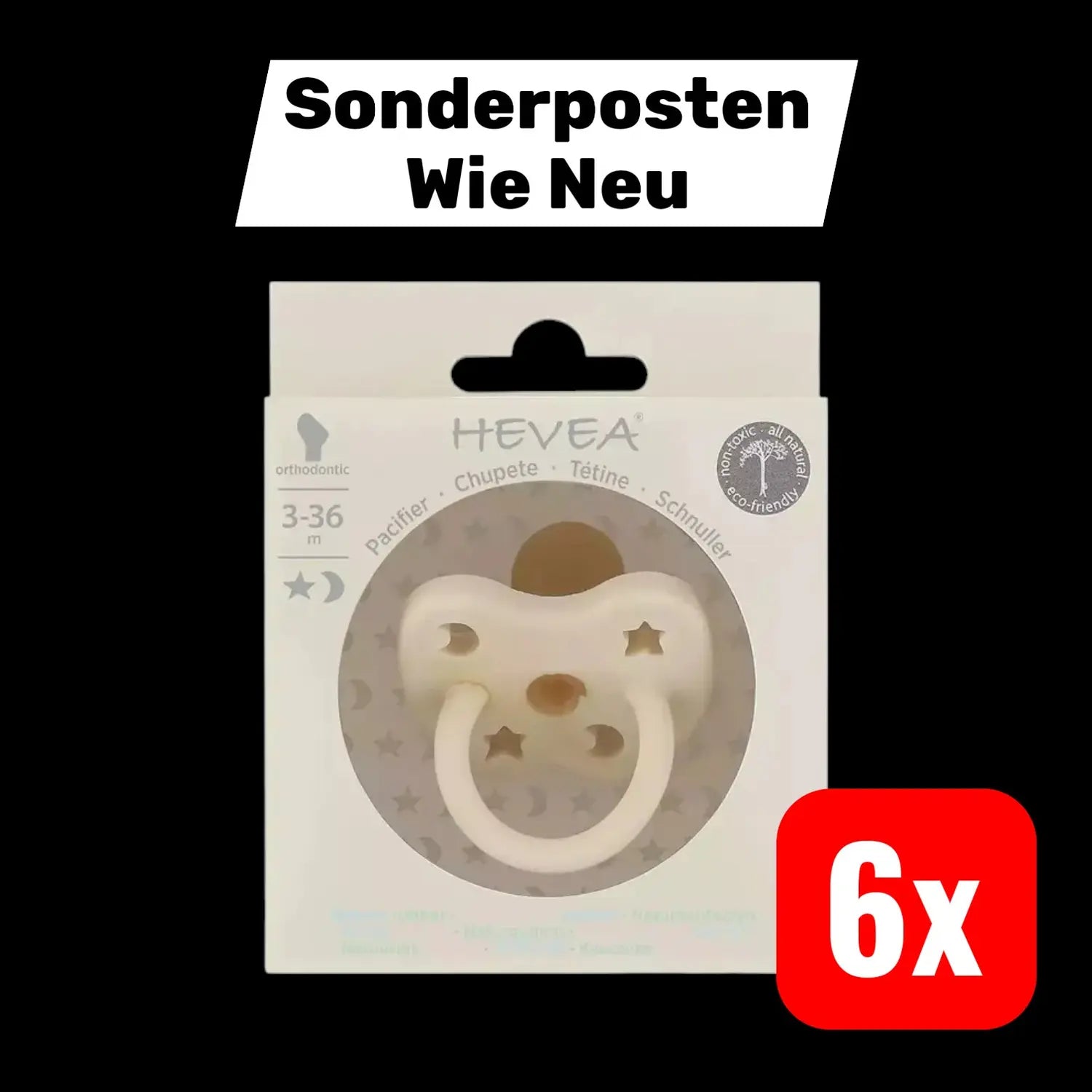 B-Ware Hevea Schnuller Baby Sauger Milky Whiteab 3 Mon Naturkautschuk 6 Stück - 5710087443311