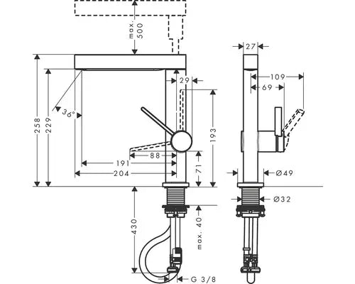 B-Ware Hg Finoris Wtm 230 Azb 2jet Chrom Armatur Wasserhahn Mischbatterie Küche  - 4059625336533