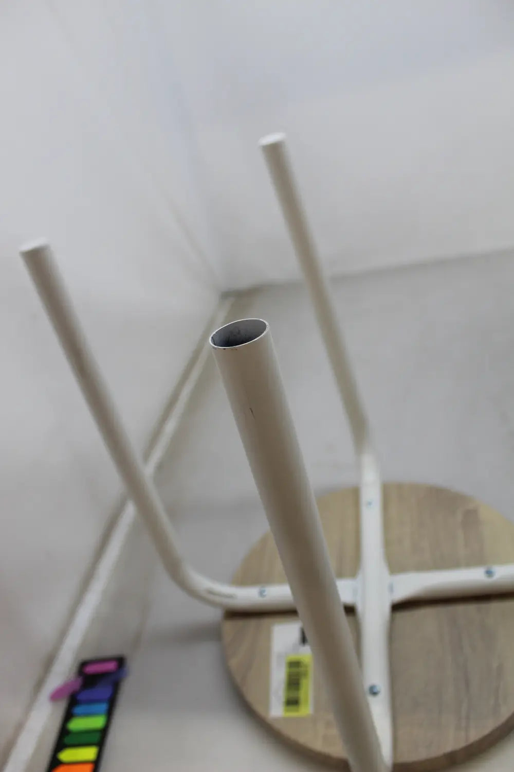 B-Ware Hjh Living Alranda Metall Mdf Weiß Eiche Stapelhocker Sitzhocker 3 Stück - 4064323037804