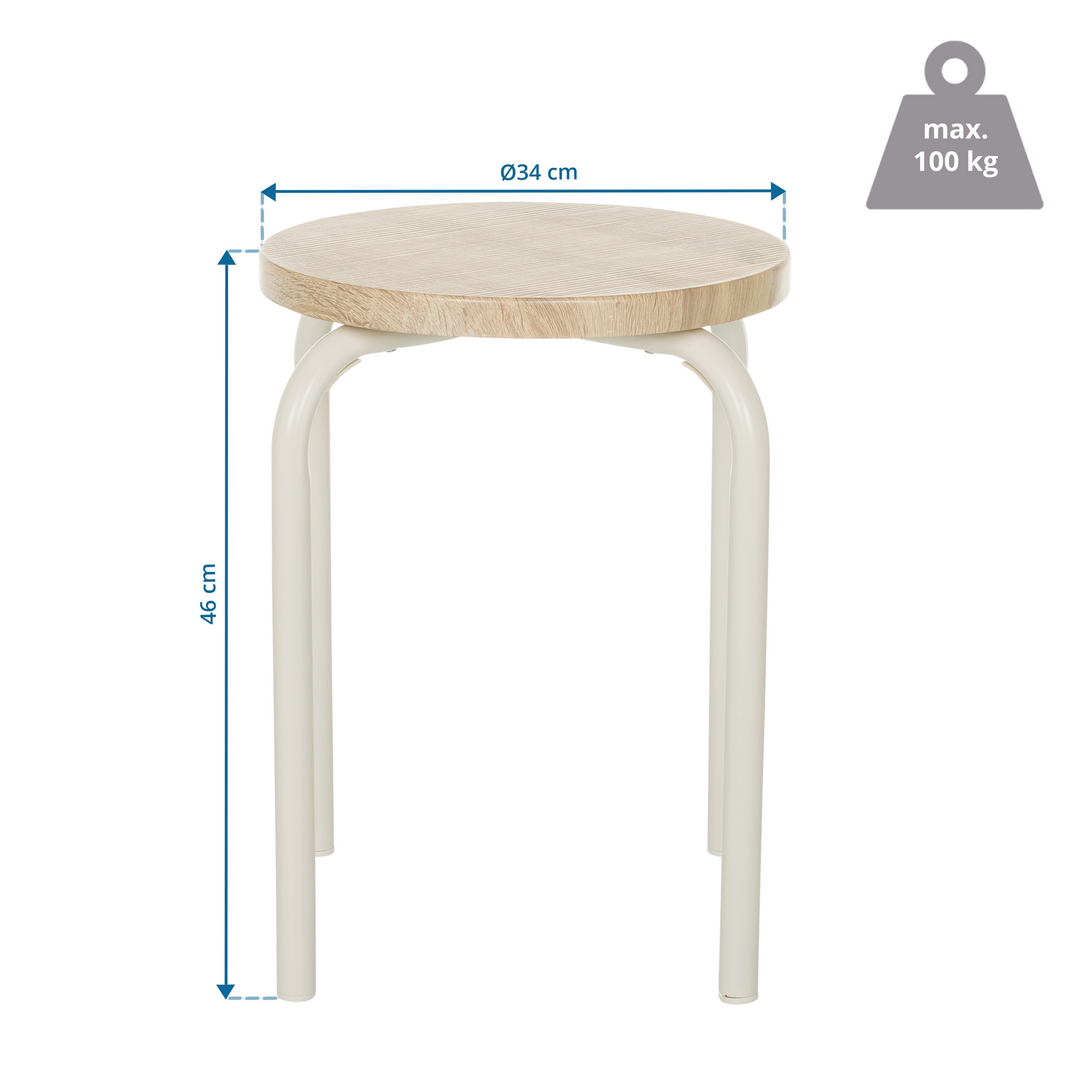 Hjh Living Alranda Metall Mdf Weiß Eiche Stapelhocker Sitzhocker Hocker B-Ware - 4064323037804
