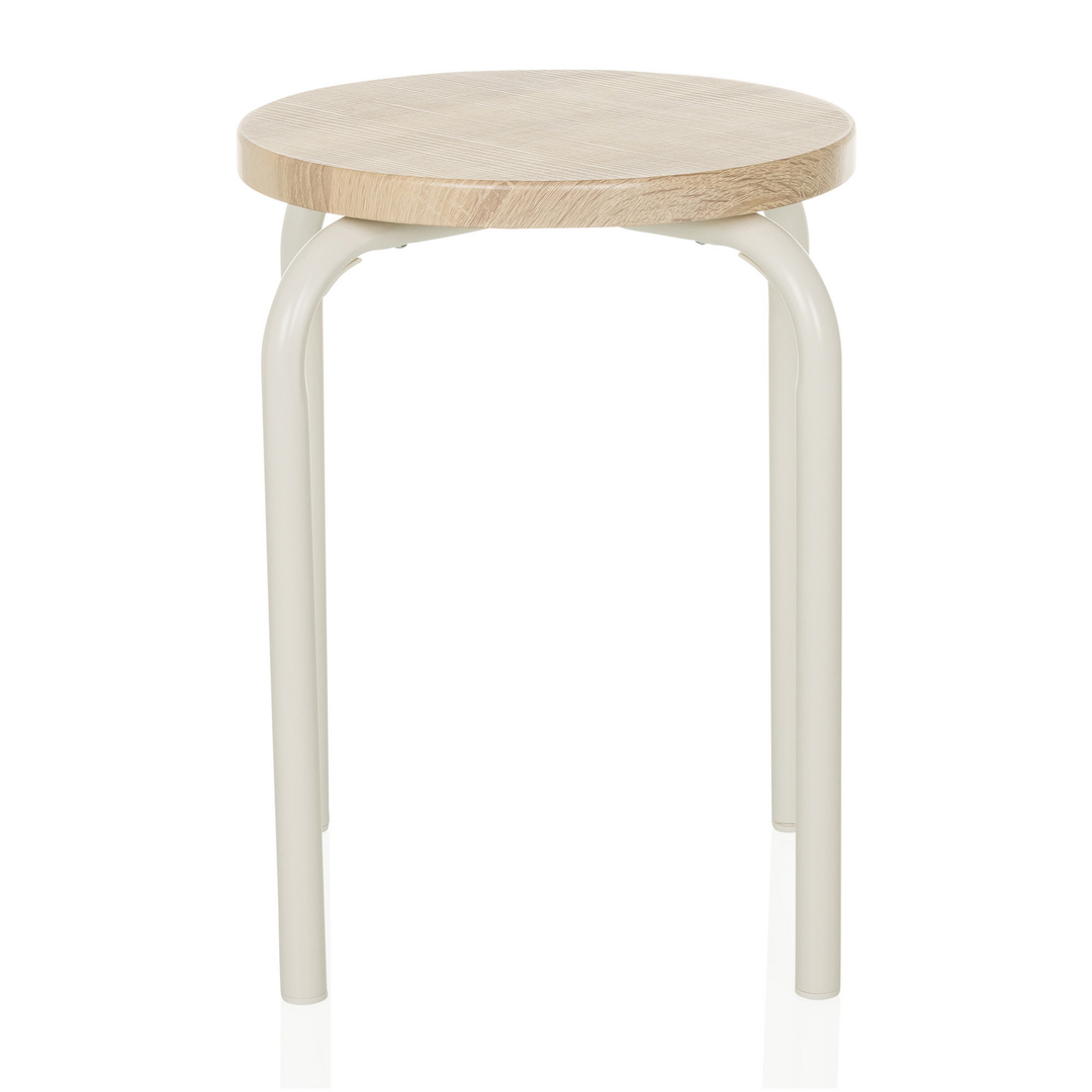 Hjh Living Alranda Metall Mdf Weiß Eiche Stapelhocker Sitzhocker Hocker B-Ware - 4064323037804