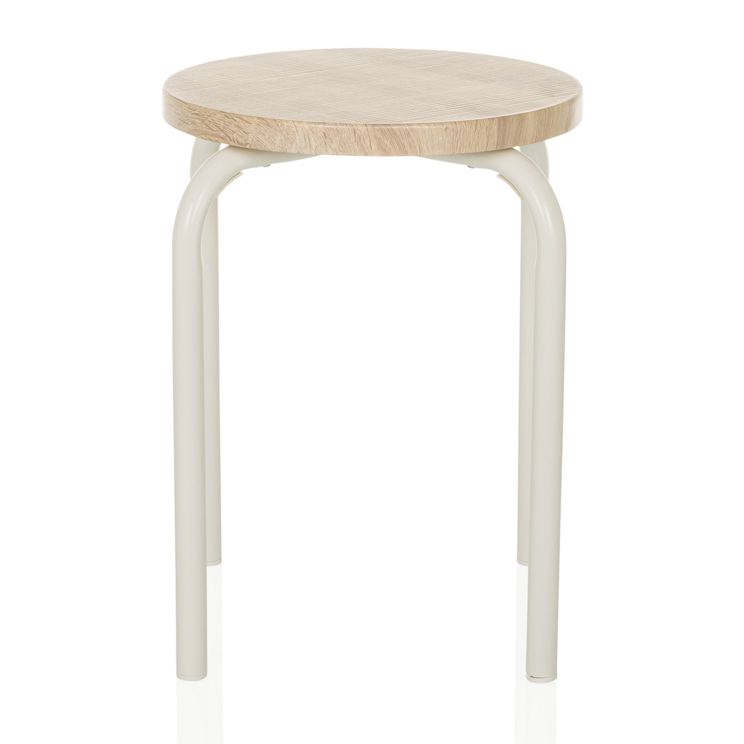 Hjh Living Alranda Metall Mdf Weiß Eiche Stapelhocker Sitzhocker Hocker B-Ware - 4064323037804