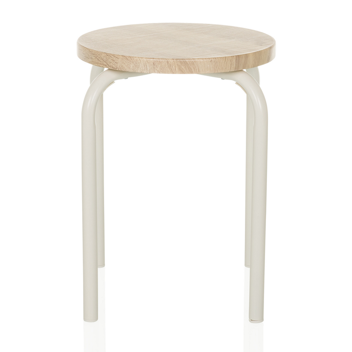 Hjh Living Alranda Metall Mdf Weiß Eiche Stapelhocker Sitzhocker Hocker B-Ware - 4064323037804