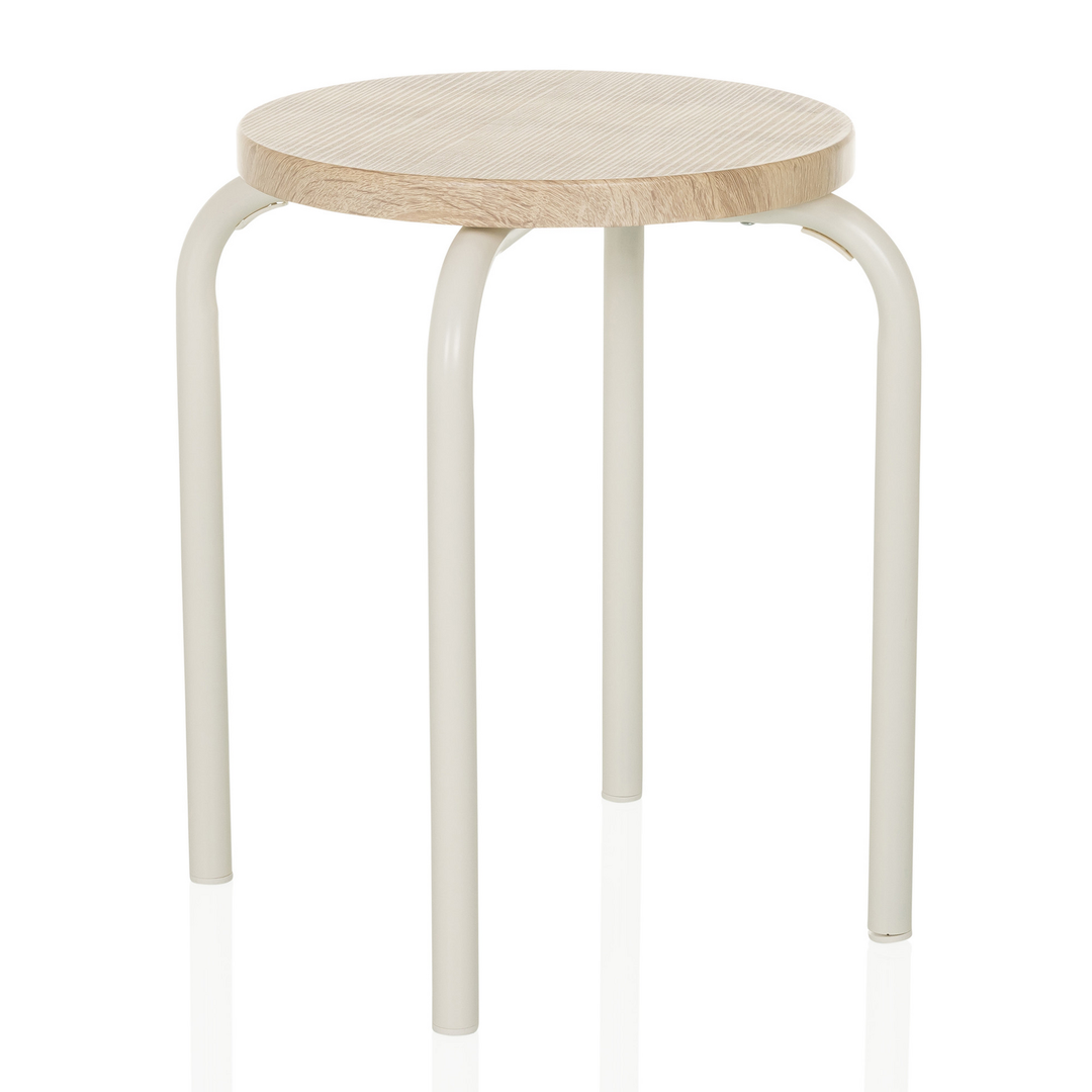 Hjh Living Alranda Metall Mdf Weiß Eiche Stapelhocker Sitzhocker Hocker B-Ware - 4064323037804