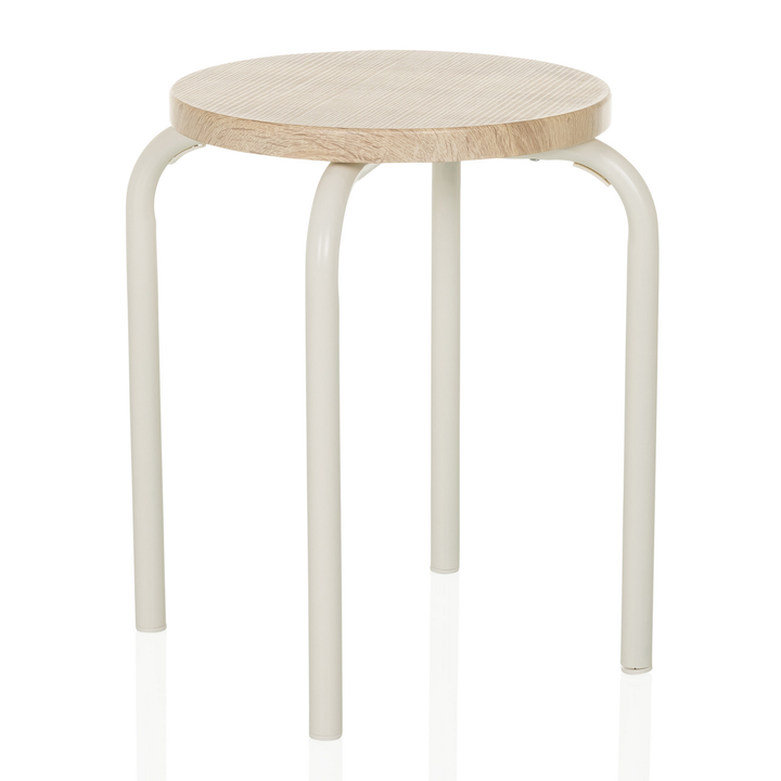 Hjh Living Alranda Metall Mdf Weiß Eiche Stapelhocker Sitzhocker Hocker B-Ware - 4064323037804