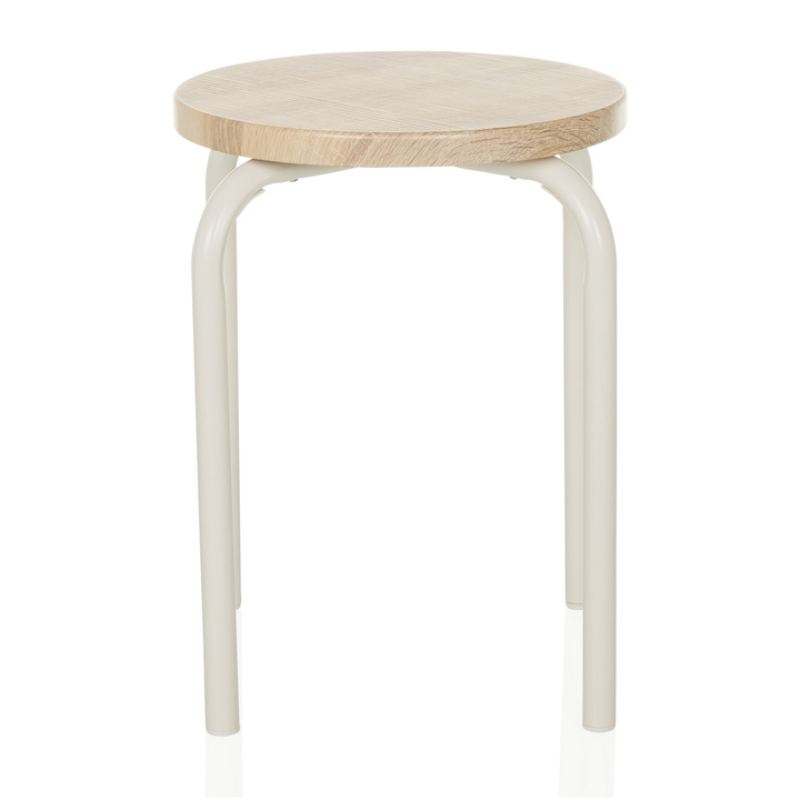 Hjh Living Alranda Metall Mdf Weiß Eiche Stapelhocker Sitzhocker Hocker B-Ware - 4064323037804