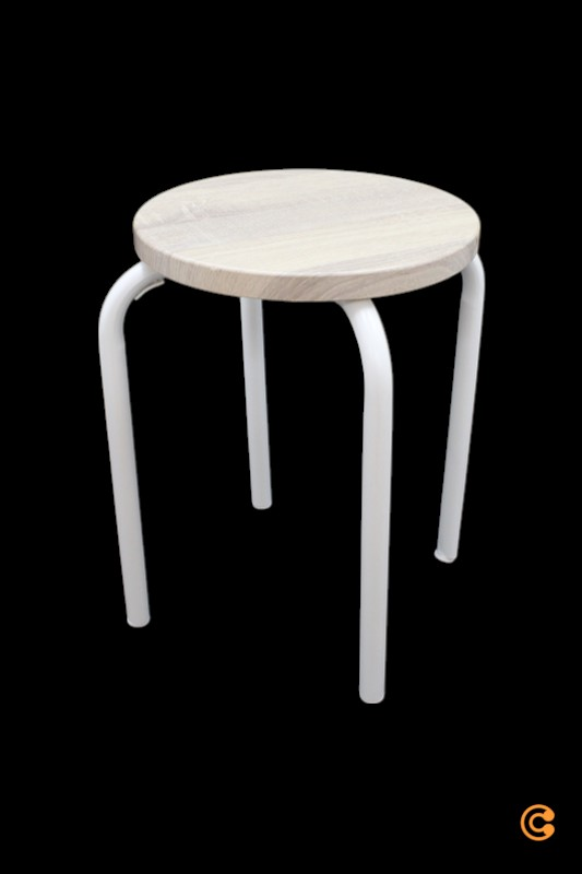 C-Ware Hjh Living Alranda Metall Mdf Weiß Eiche Stapelhocker Hocker Siehe Text/Foto - 4064323037804