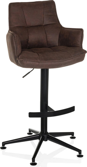 B-Ware hjh LIVING Barhocker Hocker Drehstuhl Microfaser Braun mit Armlehnen SOLAO High