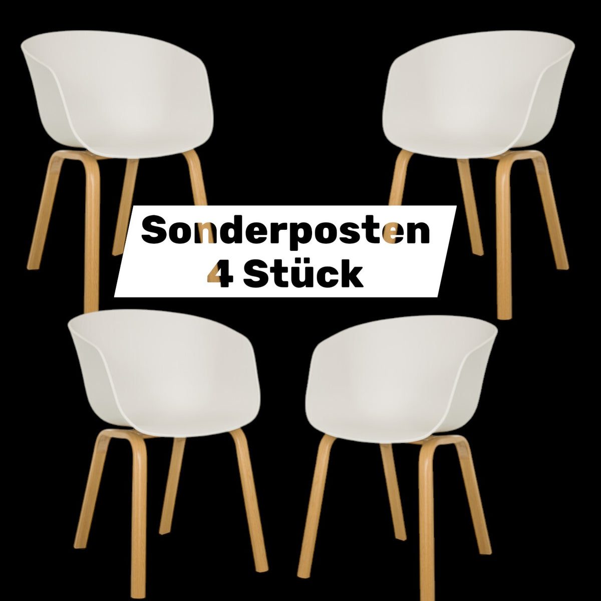 hjh LIVING Esszimmerstuhl OSLO W Schalenstuhl Stuhl weiß 4 STÜCK - 4064323107644