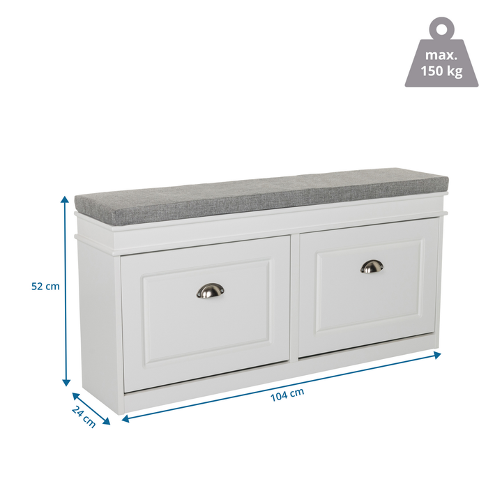 Hjh Living Estha 2 Schuhklappen Schuhschrank Sitzbank Lagerbank Schuhregal       B-Ware - 4064323038405
