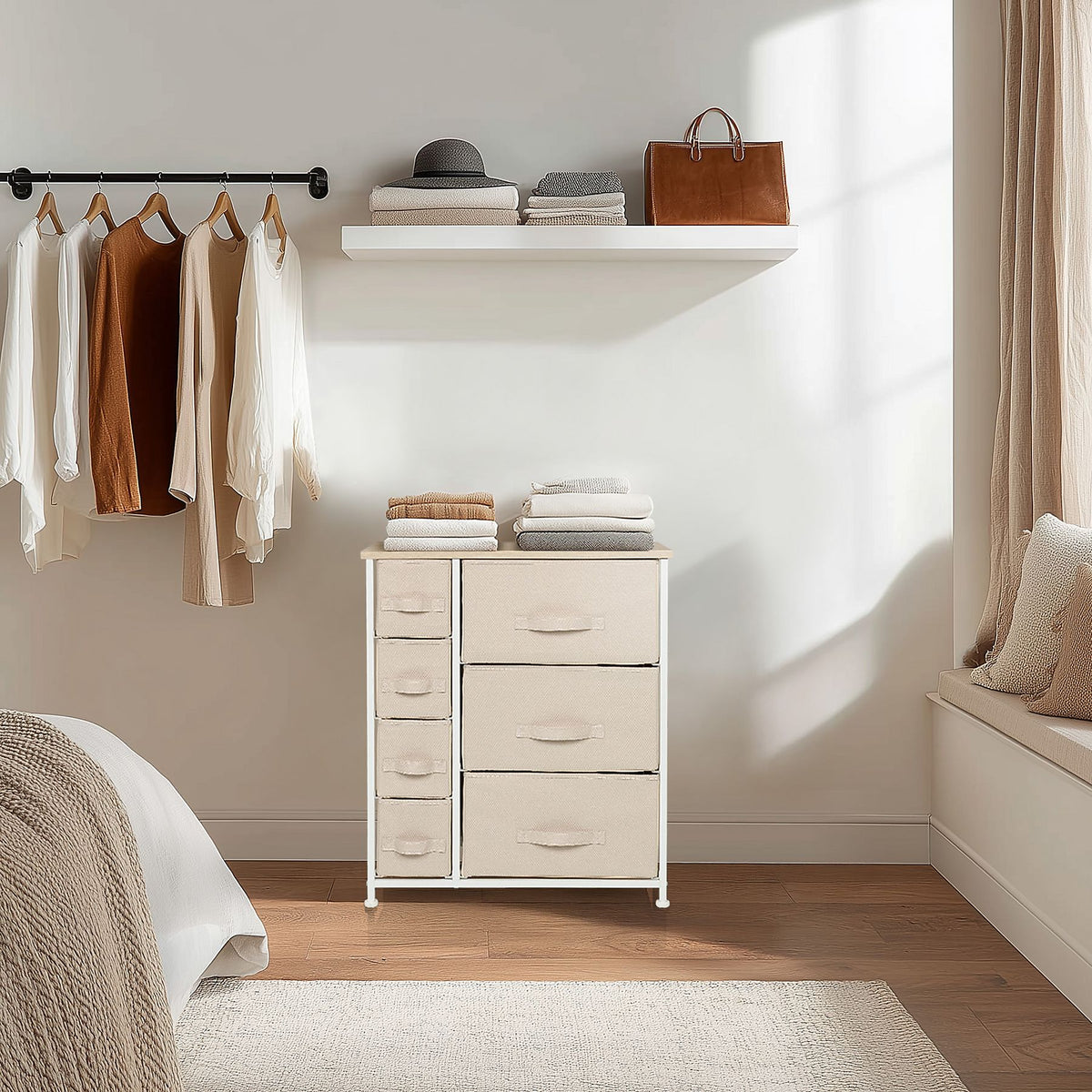 hjh LIVING FOLDRESS B - Kommode Sidebaord Schubladenkommode Möbel Schrank Beige - 4064323106227