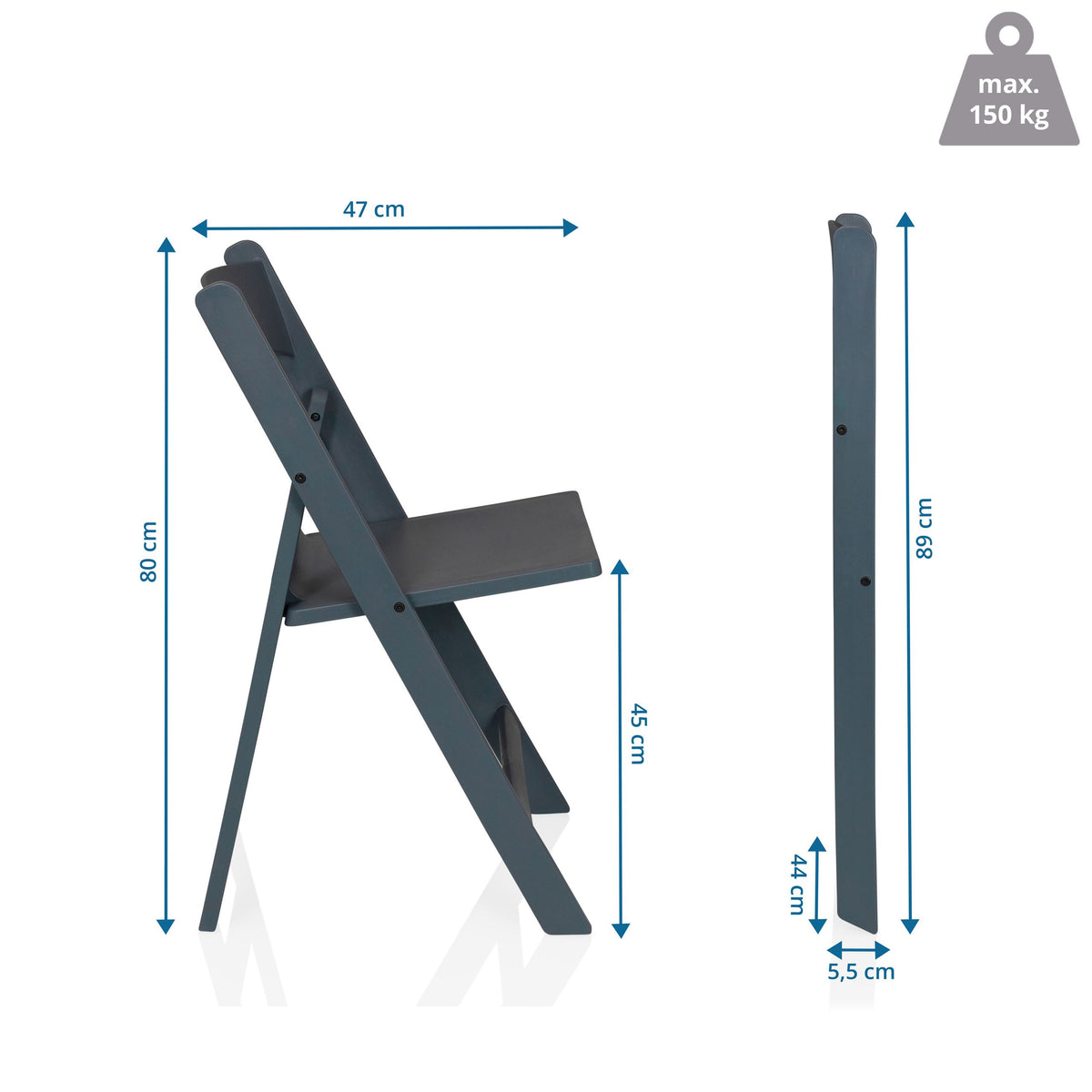 hjh LIVING Klappstuhl 2er Pack TRAVANO 1 Kunststoff Sitzmöbel Möbel Stuhl - 4064323107927