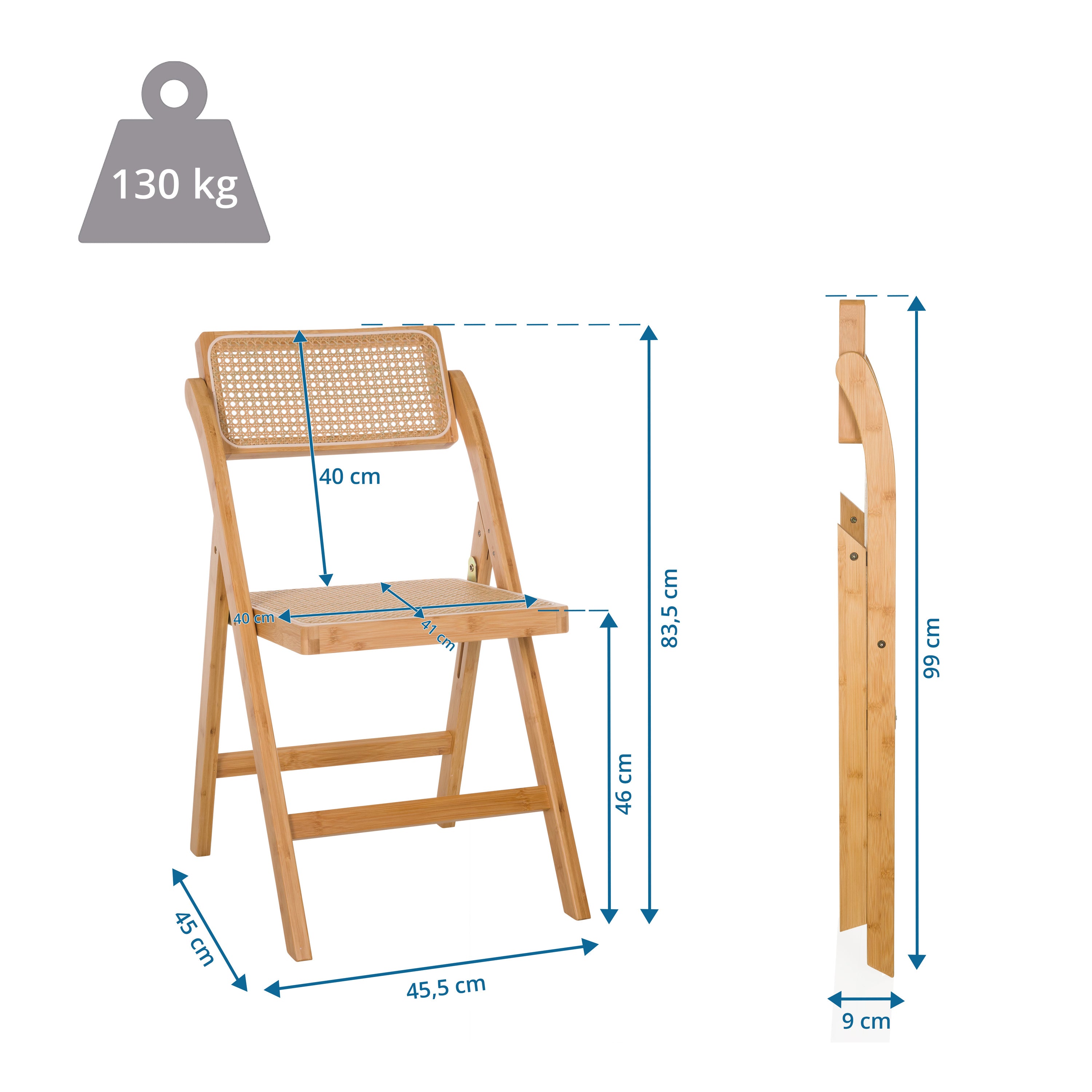 hjh LIVING Klappstuhl Stuhl Rattan Bambus braun TUDELA BAMBOO Sitzgelegenheit - 4064323038382
