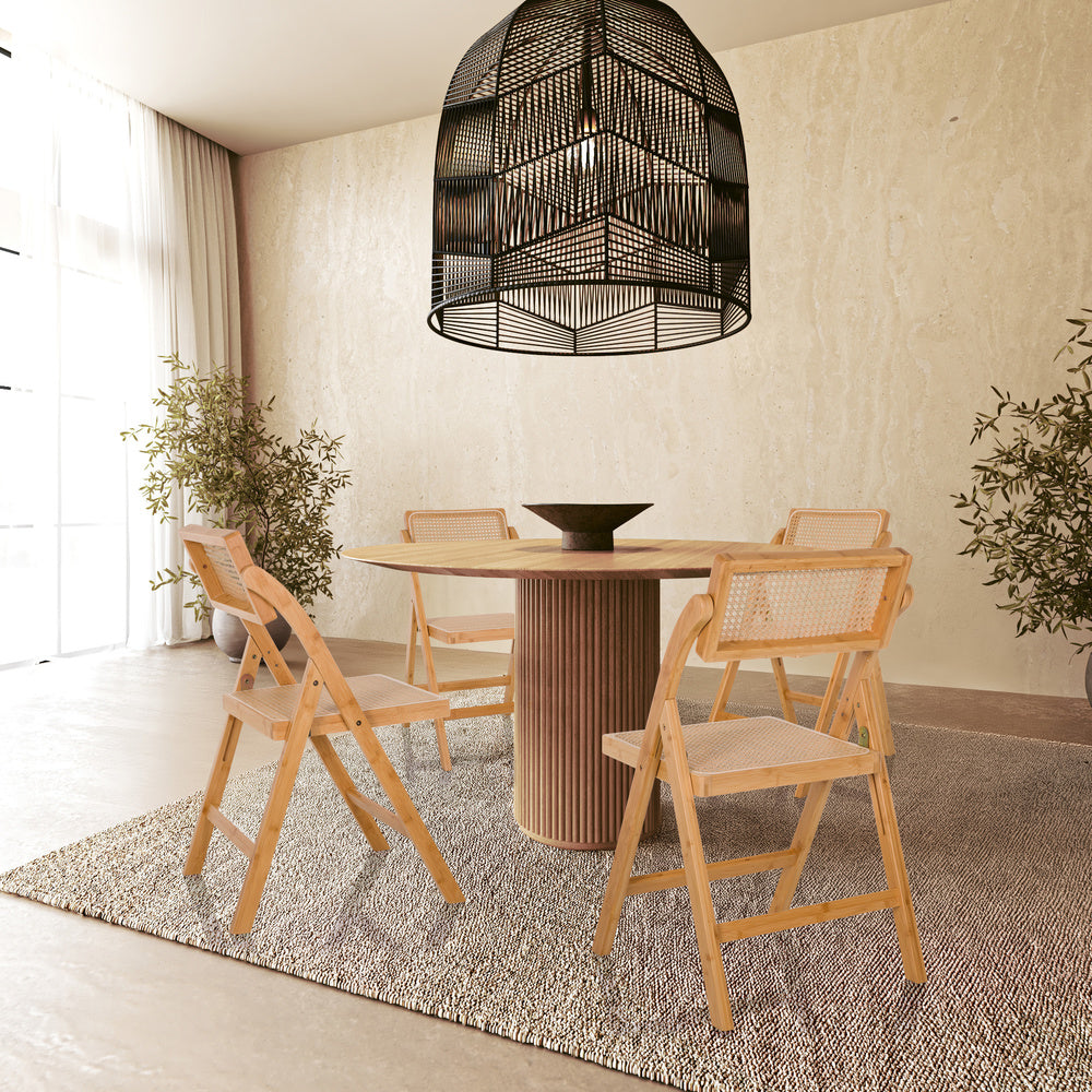 hjh LIVING Klappstuhl Stuhl Rattan Bambus braun TUDELA BAMBOO Sitzgelegenheit - 4064323038382