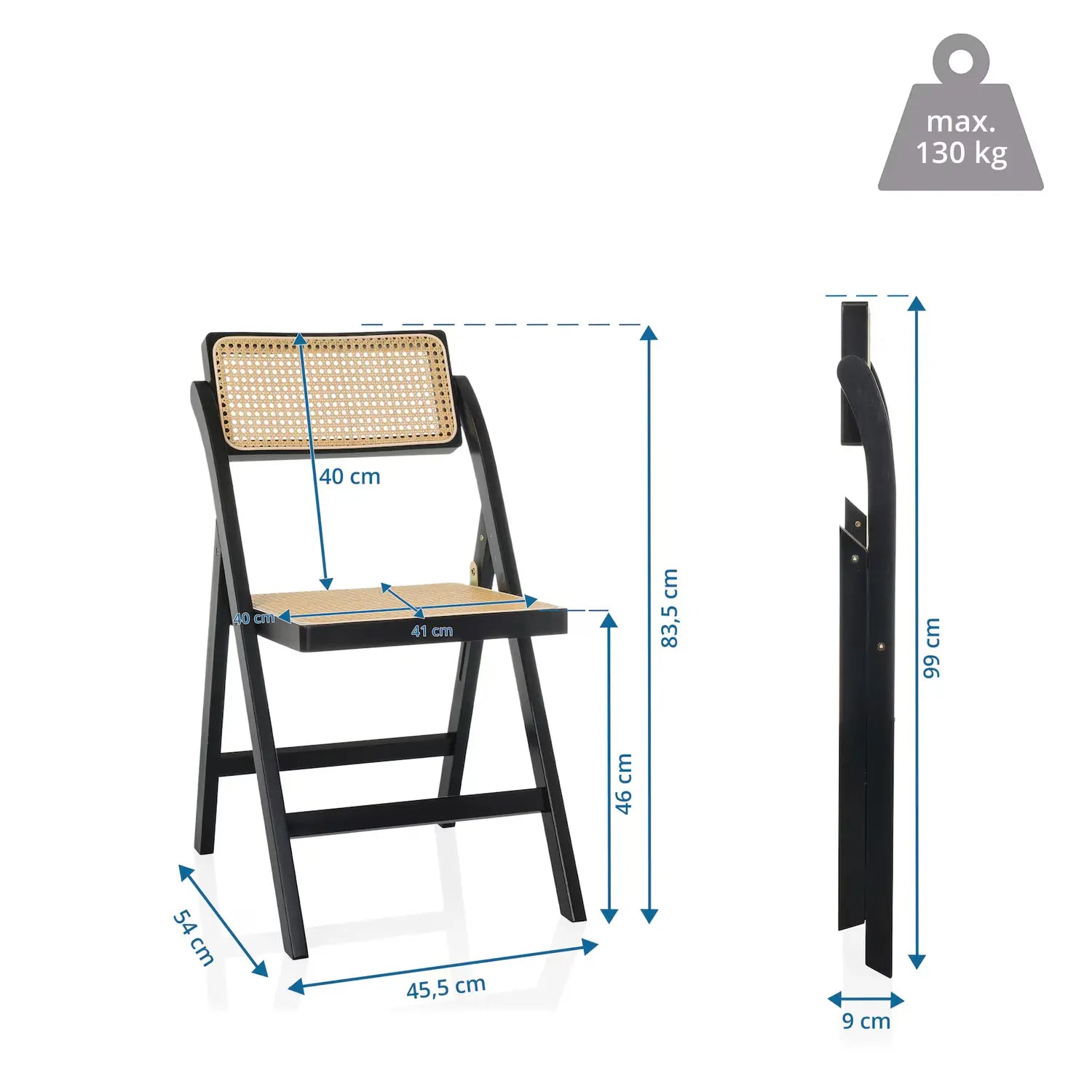 B-Ware Hjh Living Klappstuhl Stuhl Sitzmöbel Tudela  Bambus Rattan Schwarz Braun - 4064323107866