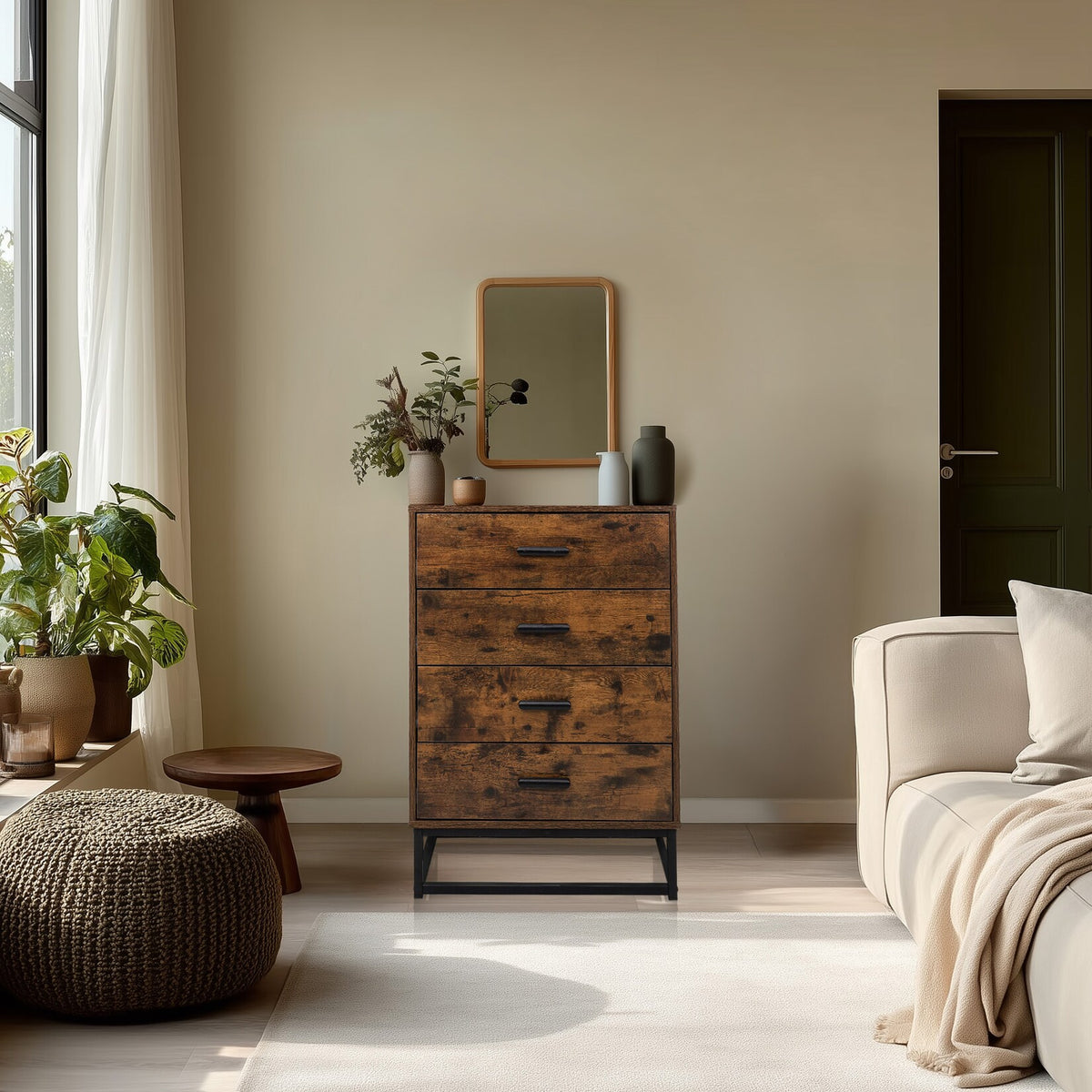 hjh LIVING Kommode Sideboard VINSTRA Braun Melaminharzbeschichtete Spanplatte - 4064323045304