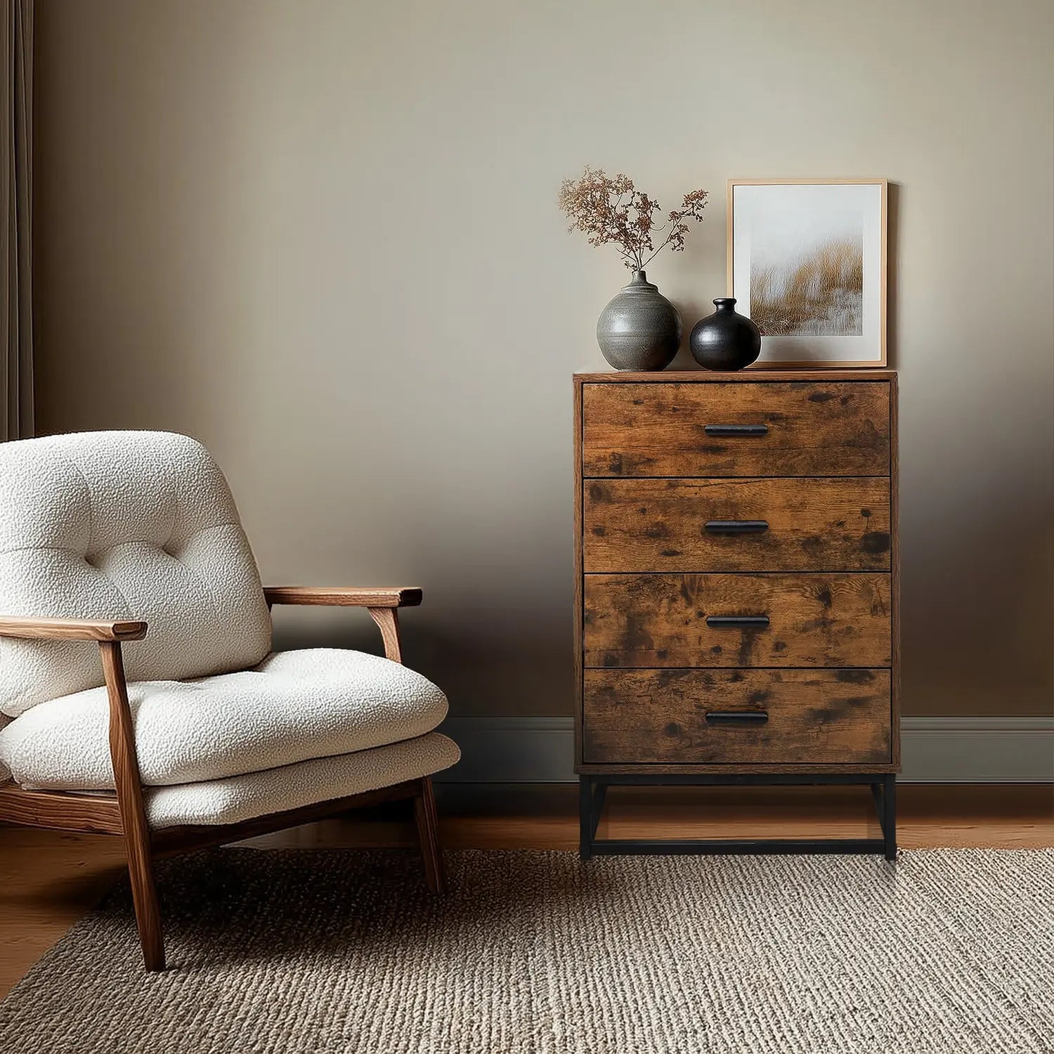 B-Ware Hjh Living Kommode Sideboard Vinstra Braun Melaminharzbeschichtete Spanplatte