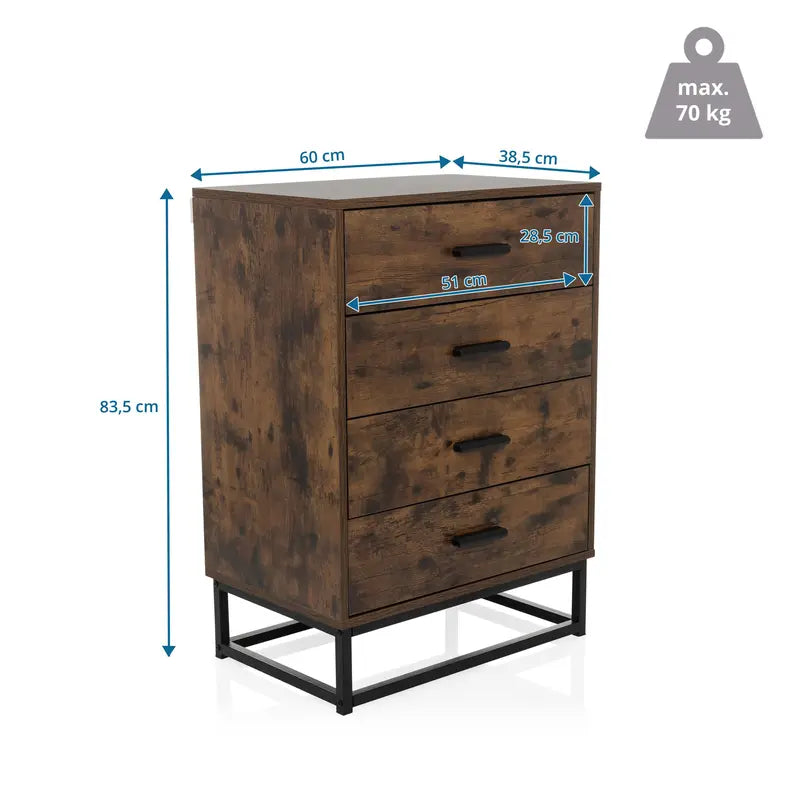 hjh LIVING Kommode Sideboard VINSTRA Braun Melaminharzbeschichtete Spanplatte - 4064323045304