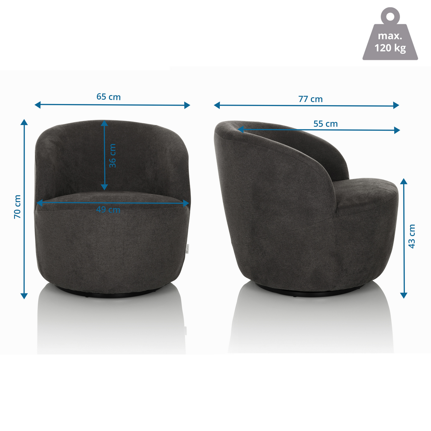 Hjh Living Loungesessel Relaxsessel Bramwich Stoff Grau Sessel Möbel Stuhl B-Ware - 4064323037286