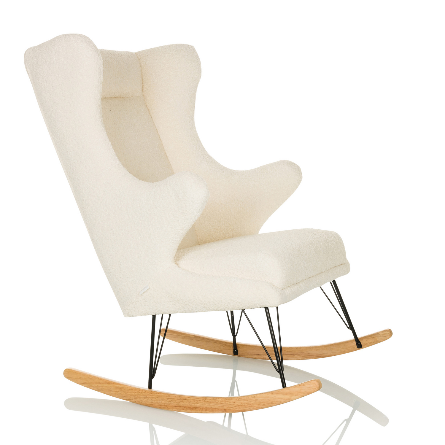 B-Ware Hjh Living Loungesessel Schaukelstuhl Mapoon Bouclé Stoff Weiß Relaxsessel   996 - 4064323037279