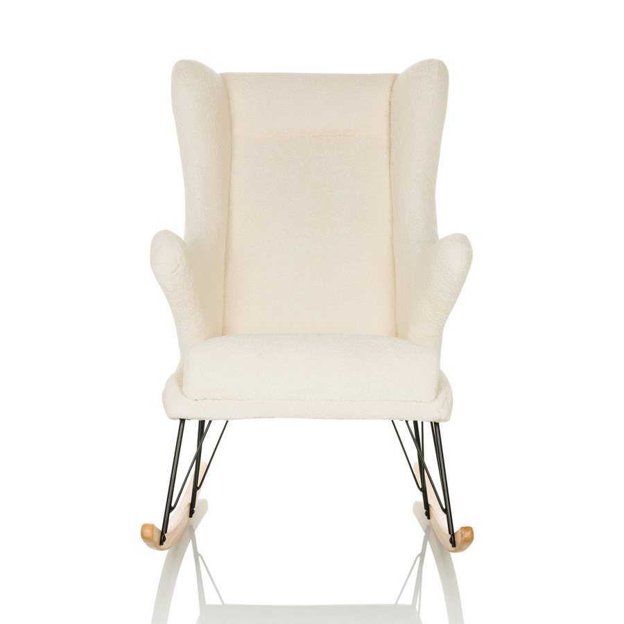 Hjh Living Loungesessel Schaukelstuhl Mapoon Bouclé Stoff Weiß Relaxsessel       B-Ware - 4064323037279