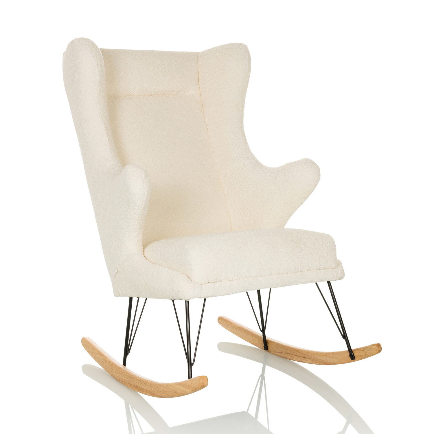 B-Ware Hjh Living Loungesessel Schaukelstuhl Mapoon Bouclé Stoff Weiß Relaxsessel   996 - 4064323037279