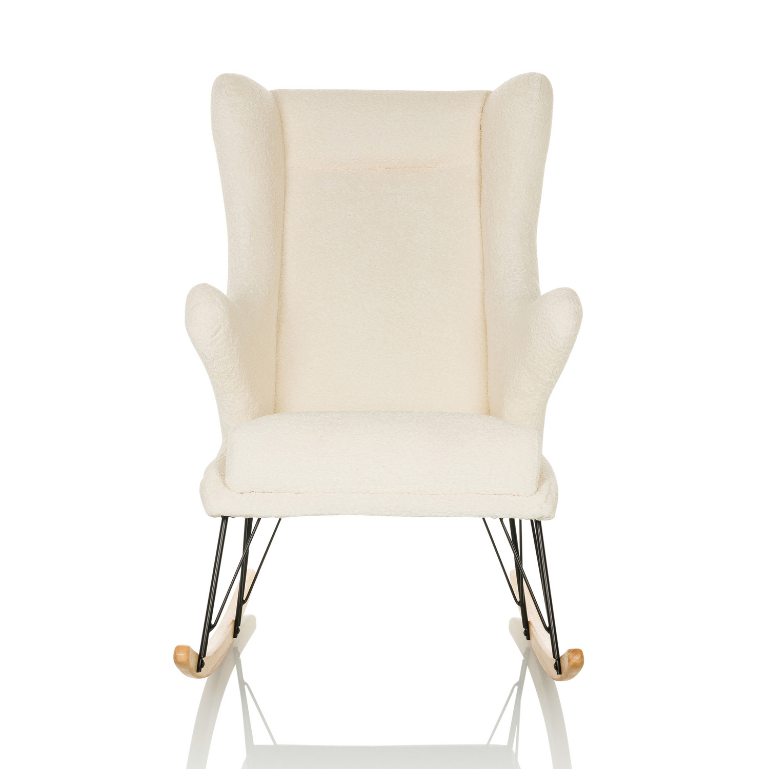 B-Ware Hjh Living Loungesessel Schaukelstuhl Mapoon Bouclé Stoff Weiß Relaxsessel   996 - 4064323037279