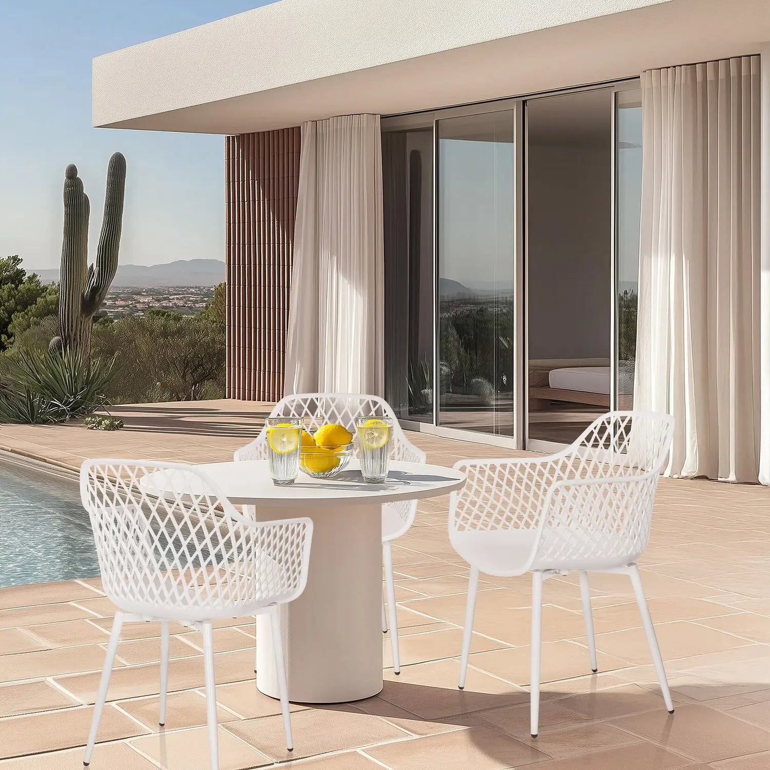 B-Ware Hjh Living Outdoorstuhl Gartenstuhl Stuhl Kunststoff Armlehnen Weiß Begio L