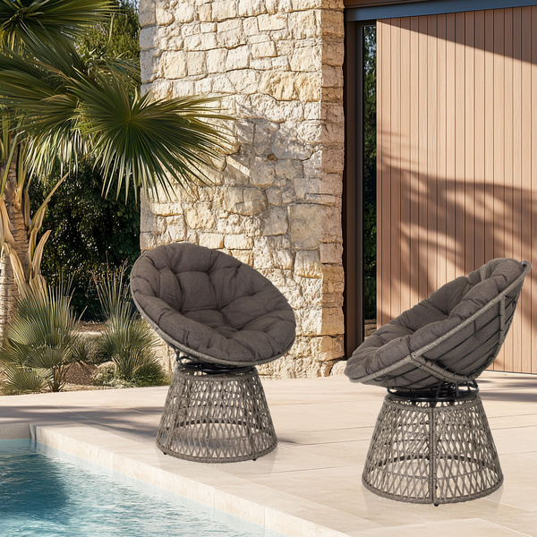 B-Ware Hjh Living Papasansessel Drehsessel Weavora Outdoor Sessel Grau