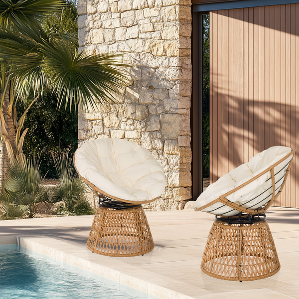 B-Ware Hjh Living Papasansessel Drehsessel Weavora Outdoor Sessel Beige - 4064323107149